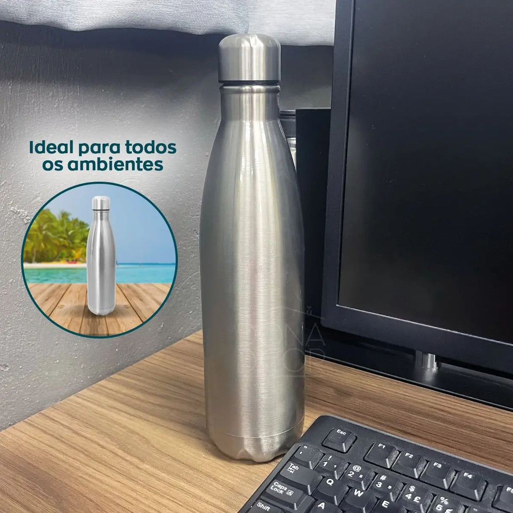 Garrafa Térmica 500ml com Isolamento a Vácuo e Sistema Antivazamento -  IOD00020-Prata