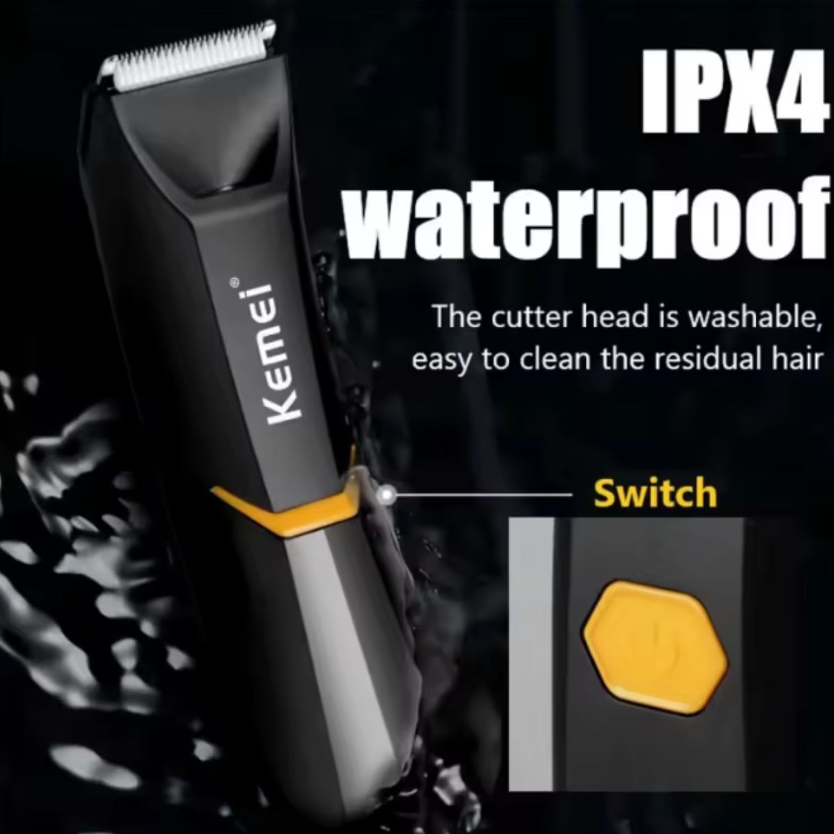 Aparador de Pelos Kemei KM-3208 à prova d'água USB sem fio