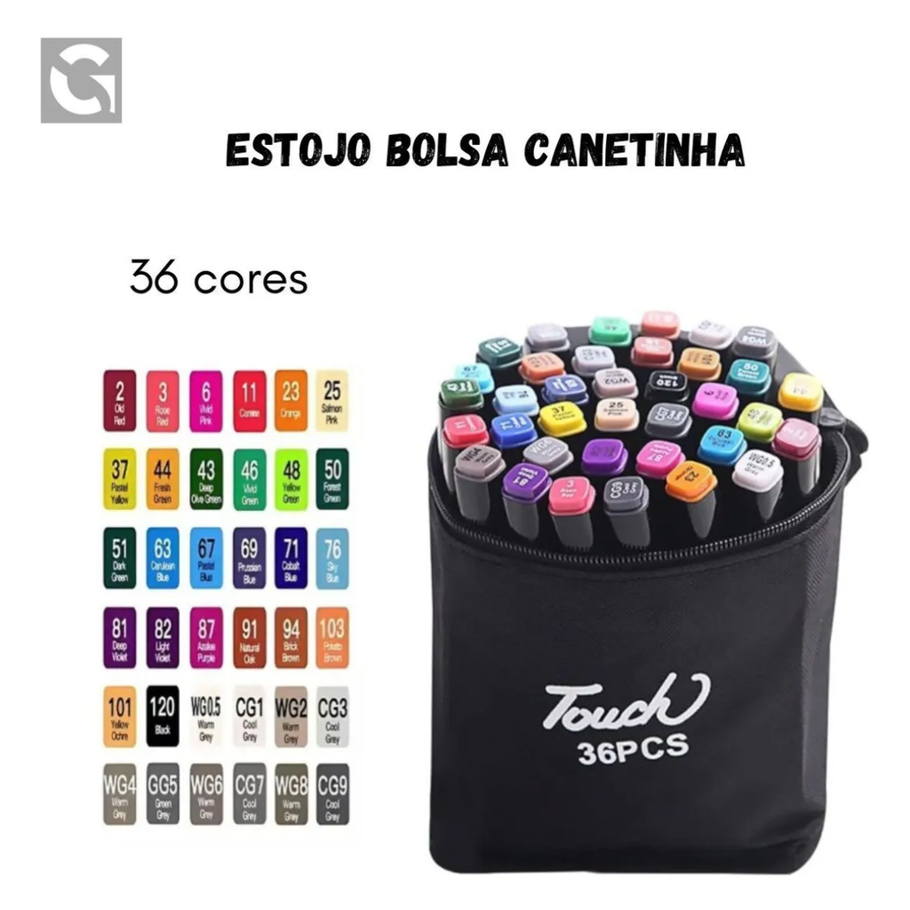 Estojo Bolsa Canetinha Marca Texto Ponta Dupla Kit - MCA00001