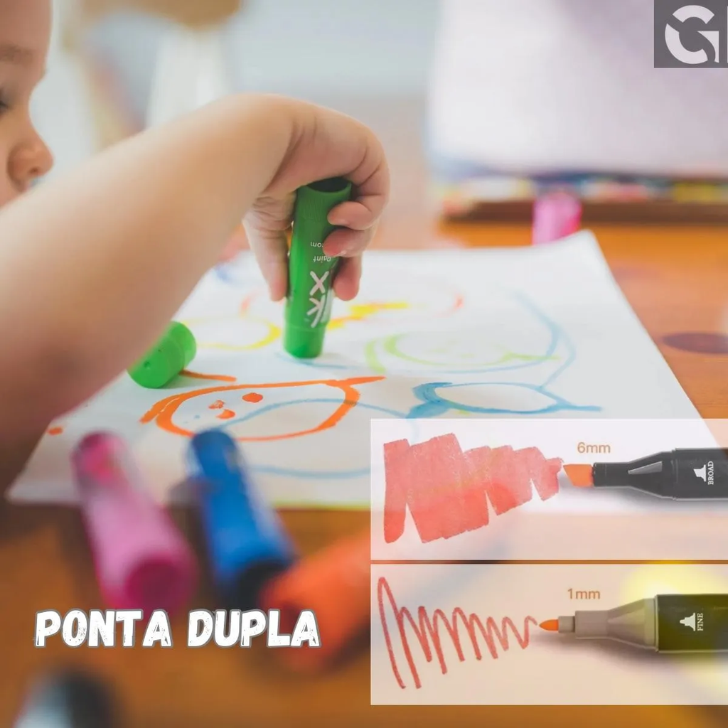 Estojo Bolsa Canetinha Marca Texto Ponta Dupla Kit - MCA00001