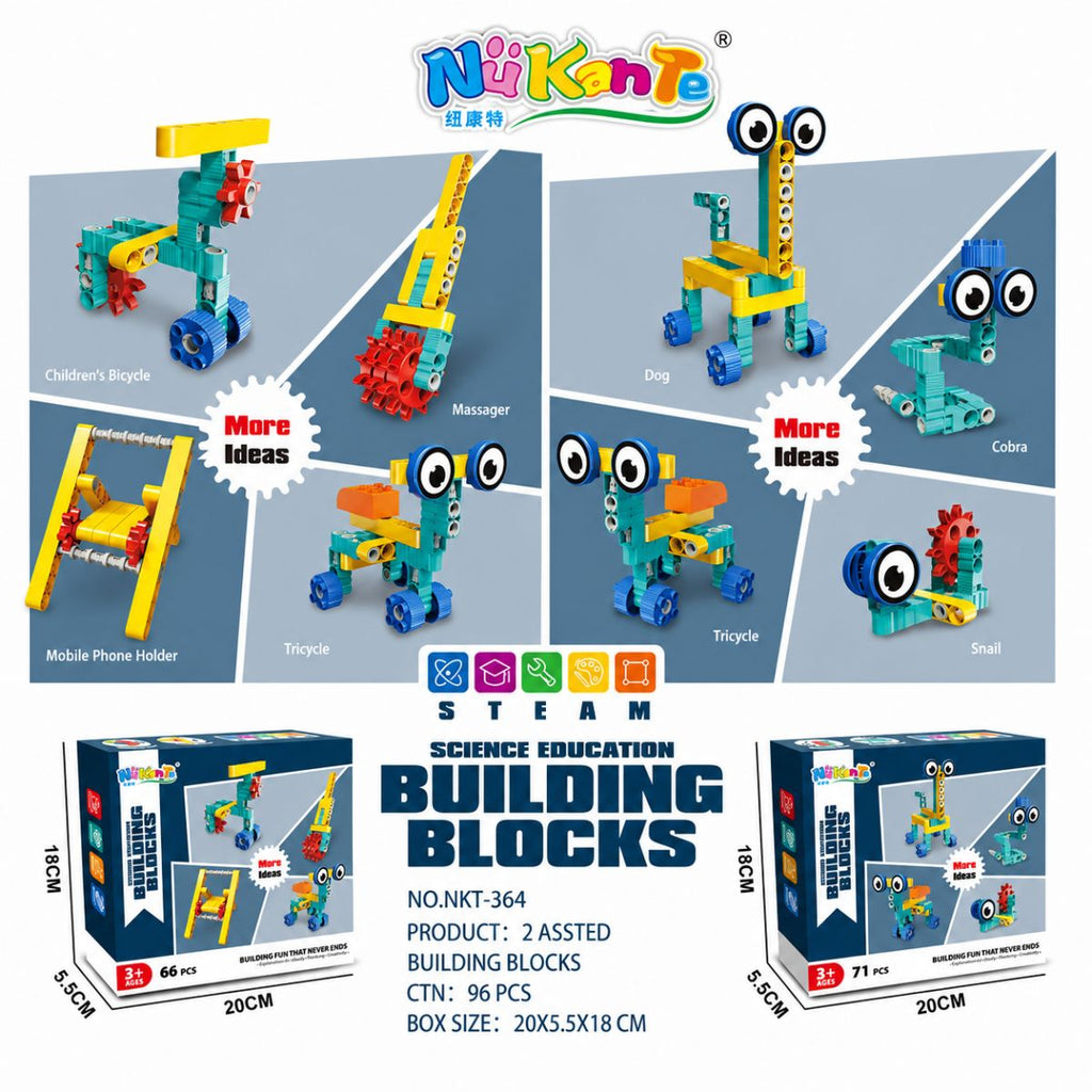 Kit Blocos de Montar Criativo STEM com 66 Peças - TW886-364