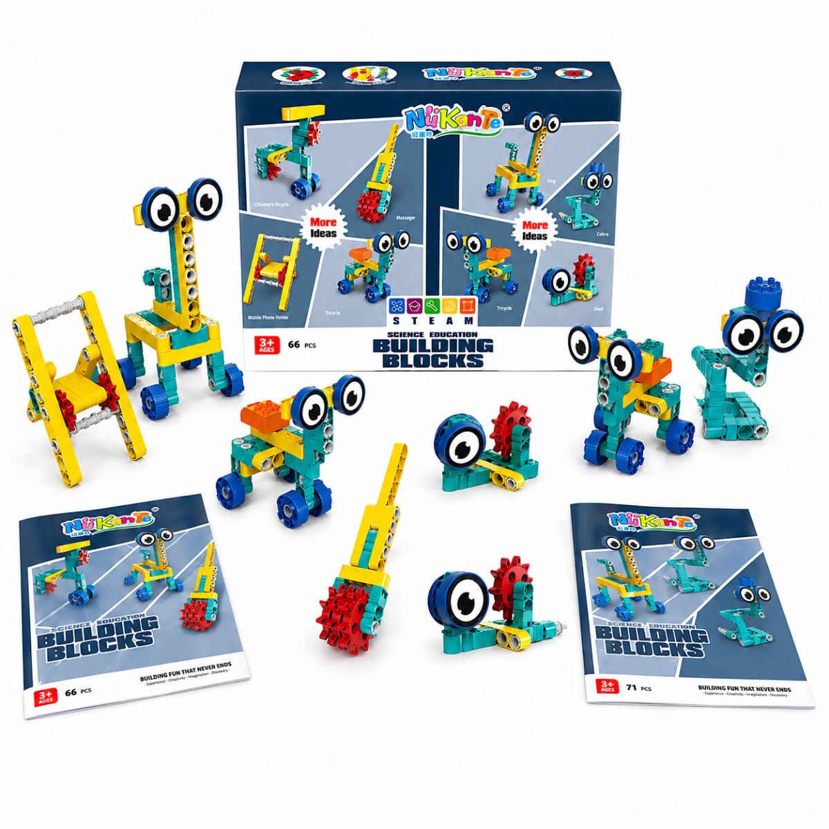 Kit Blocos de Montar Criativo STEM com 66 Peças - TW886-364