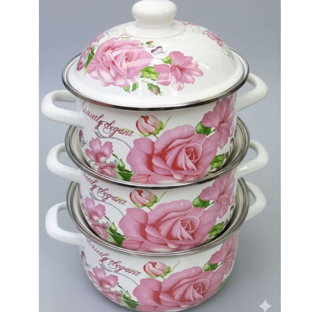 Jogo de Panelas Esmaltadas Florais 6 Peças - 16807-33