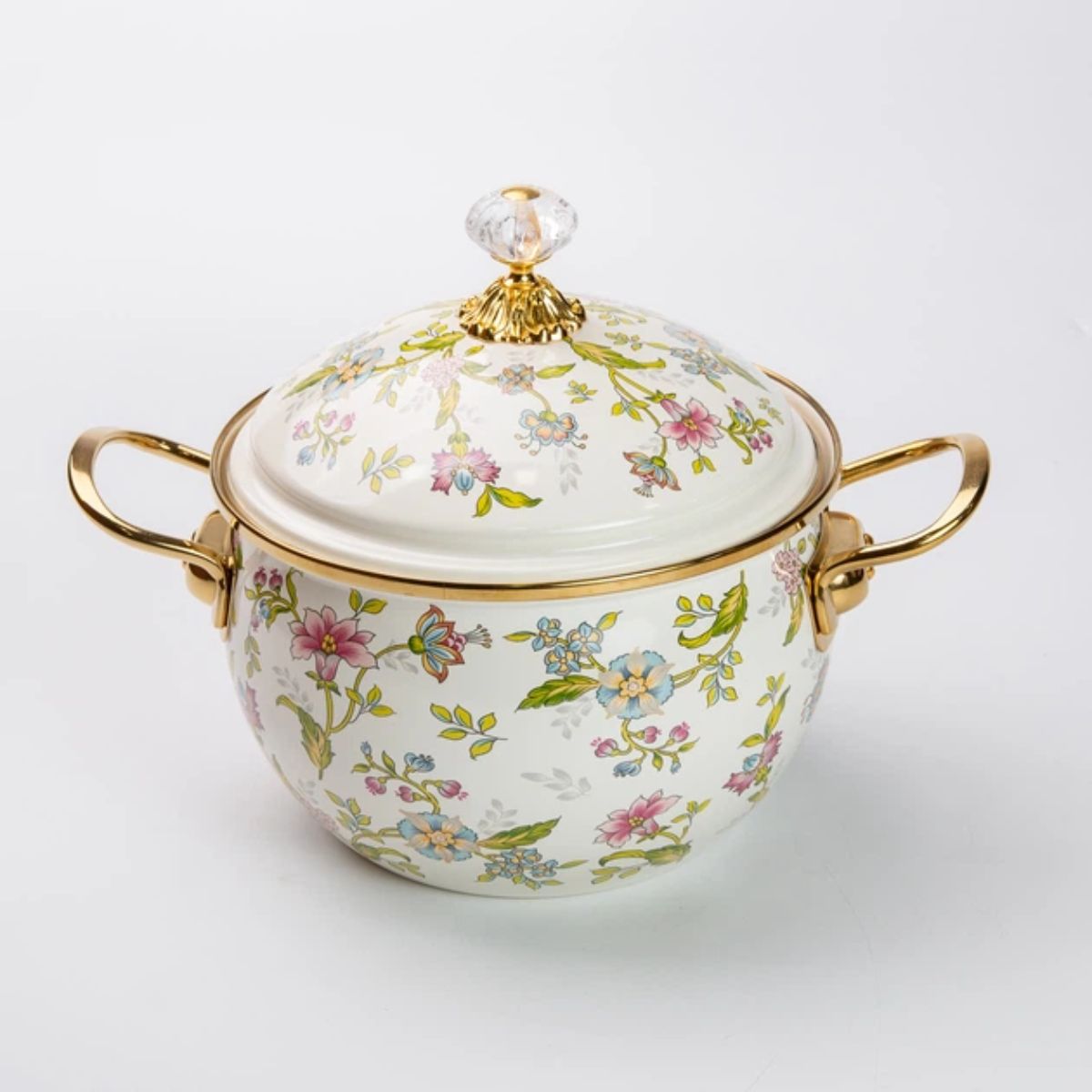 Panela Esmaltada Floral 26 cm Dourada - 1114-11