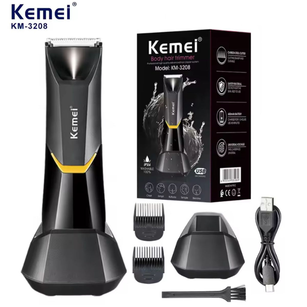 Aparador de Pelos Kemei KM-3208 à prova d'água USB sem fio