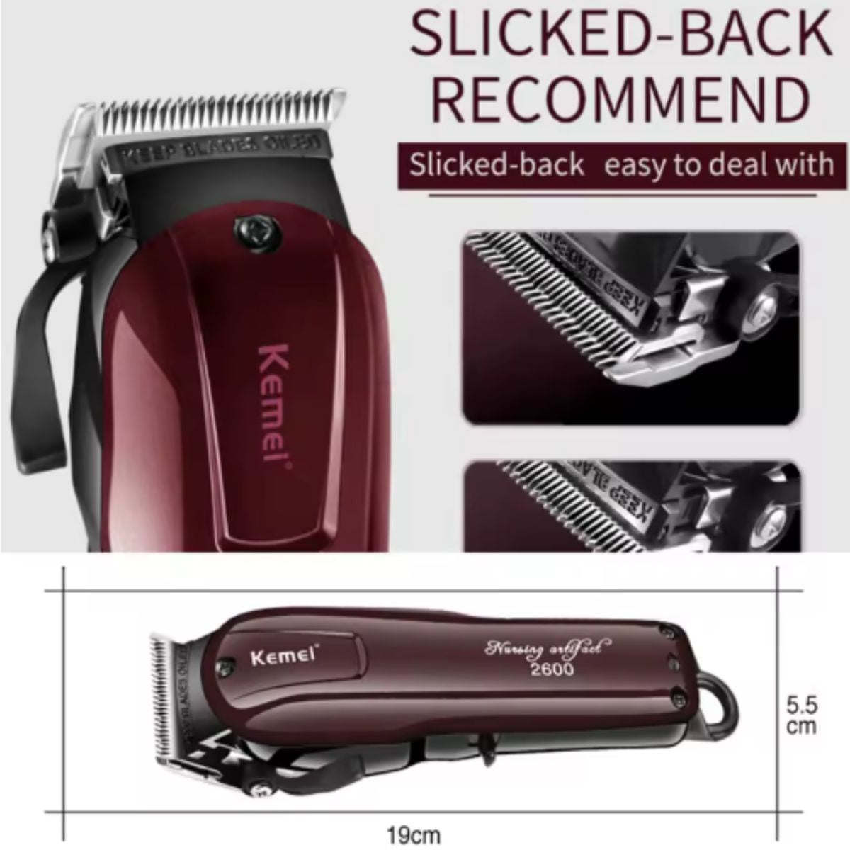 Máquina de Cortar Kemei KM-2600 Profissional Bivolt e USB