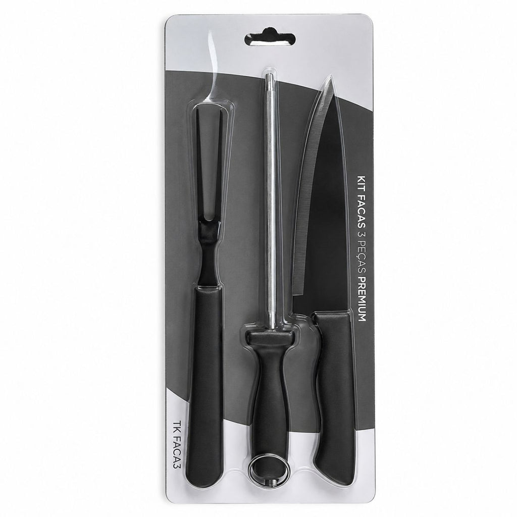 Conjunto de 3 Peças churrasco com faca e garfo - BM-9301