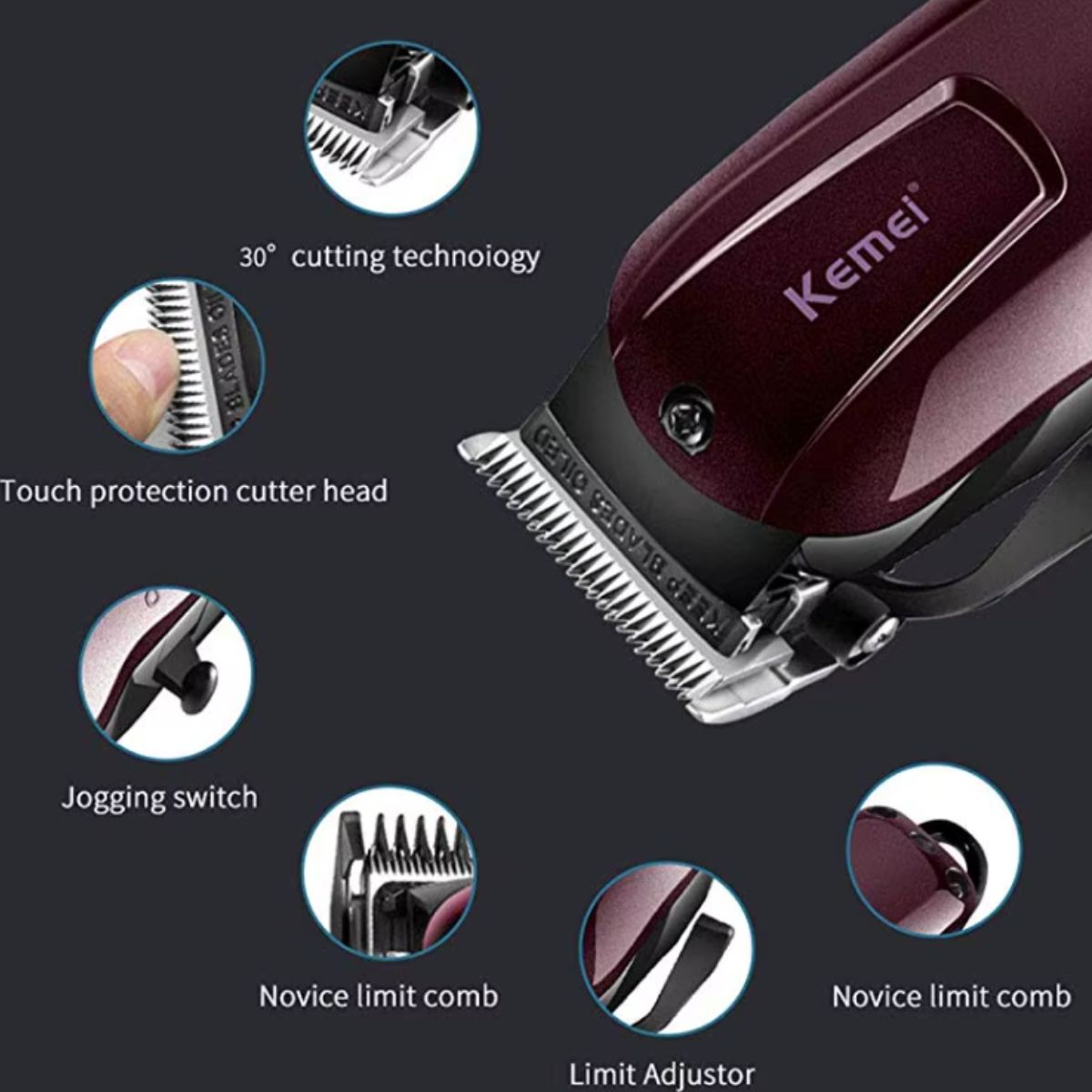 Máquina de Cortar Kemei KM-2600 Profissional Bivolt e USB