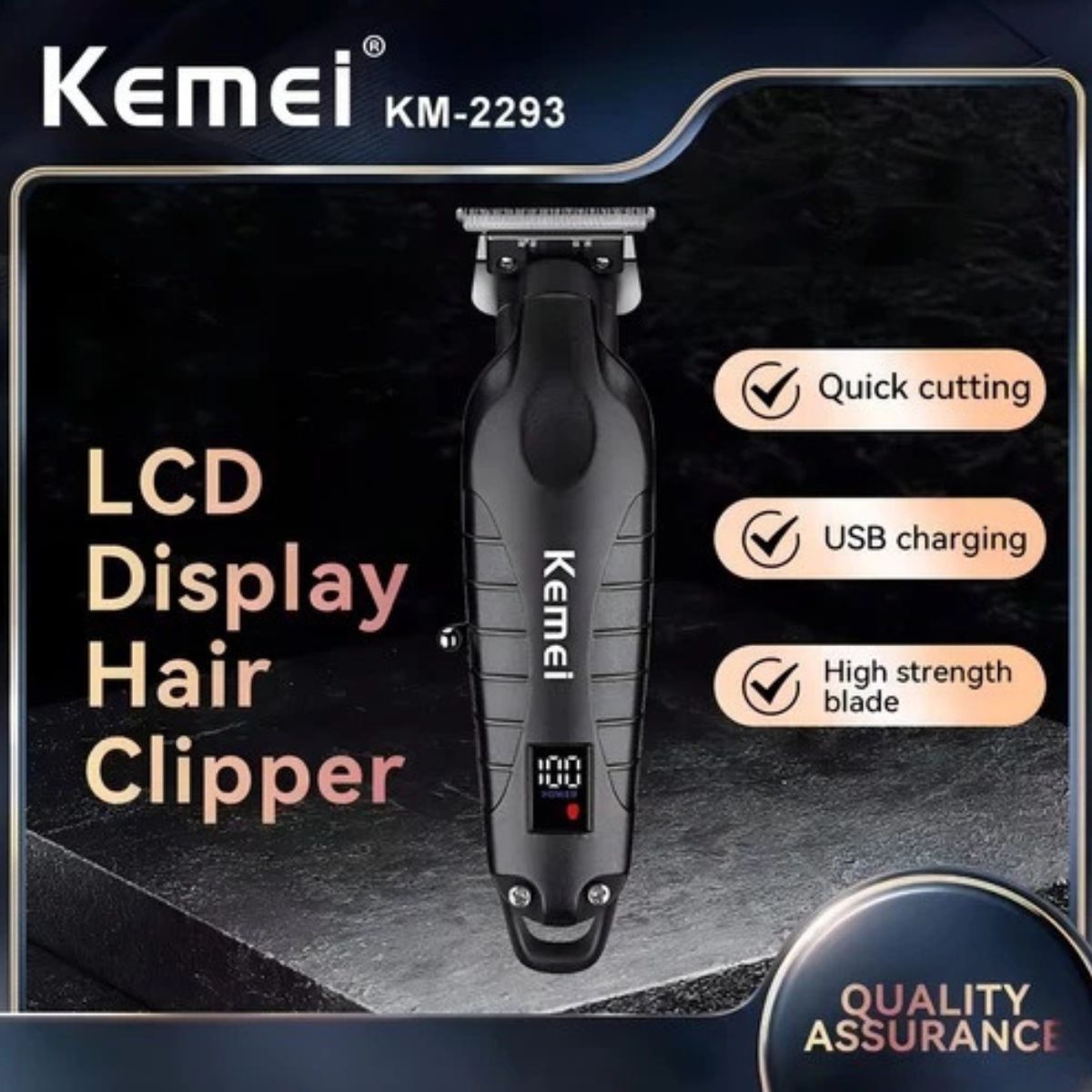 Máquina de Cortar Kemei KM-2293 Bivolt Profissional Bivolt e USB - KM-2293