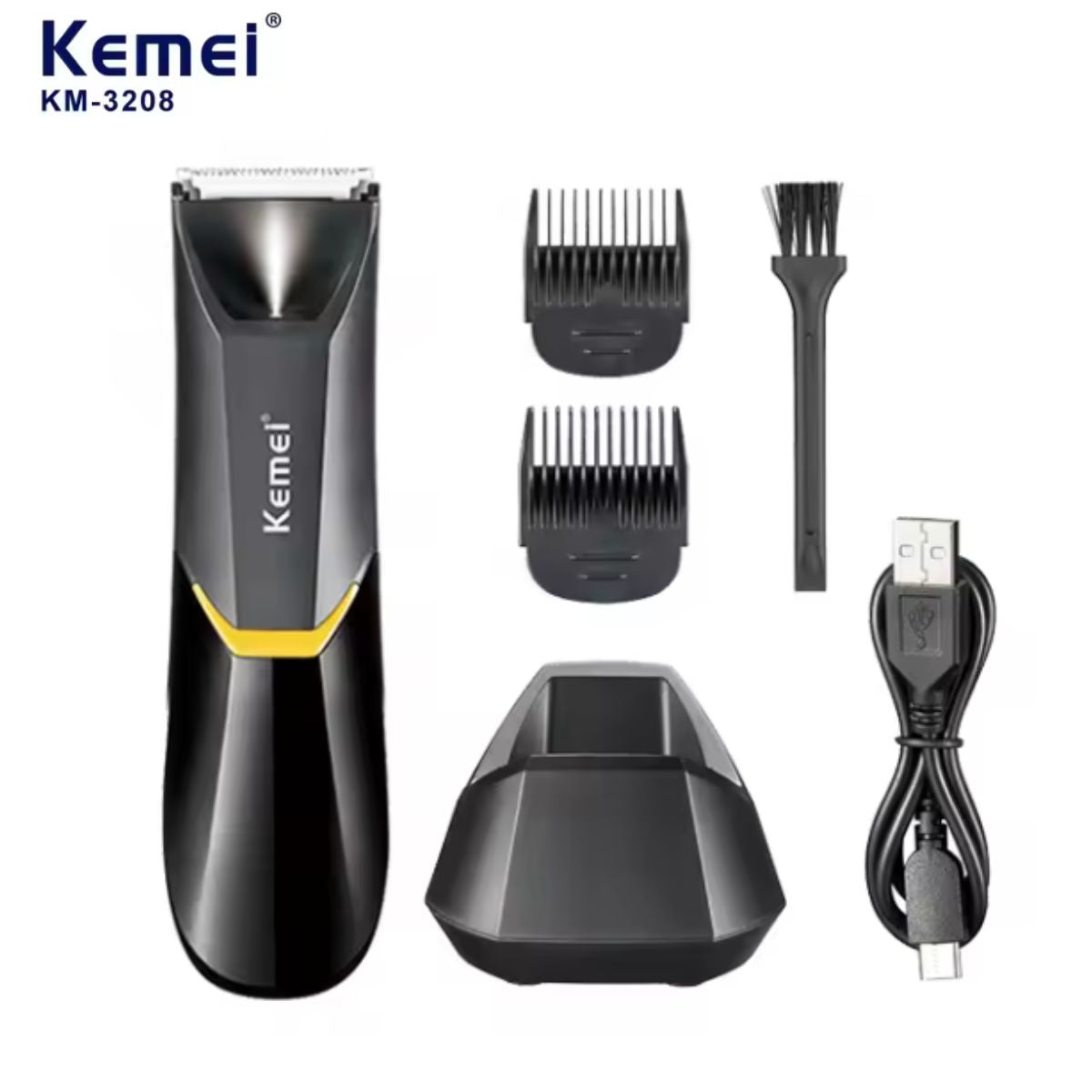 Aparador de Pelos Kemei KM-3208 à prova d'água USB sem fio