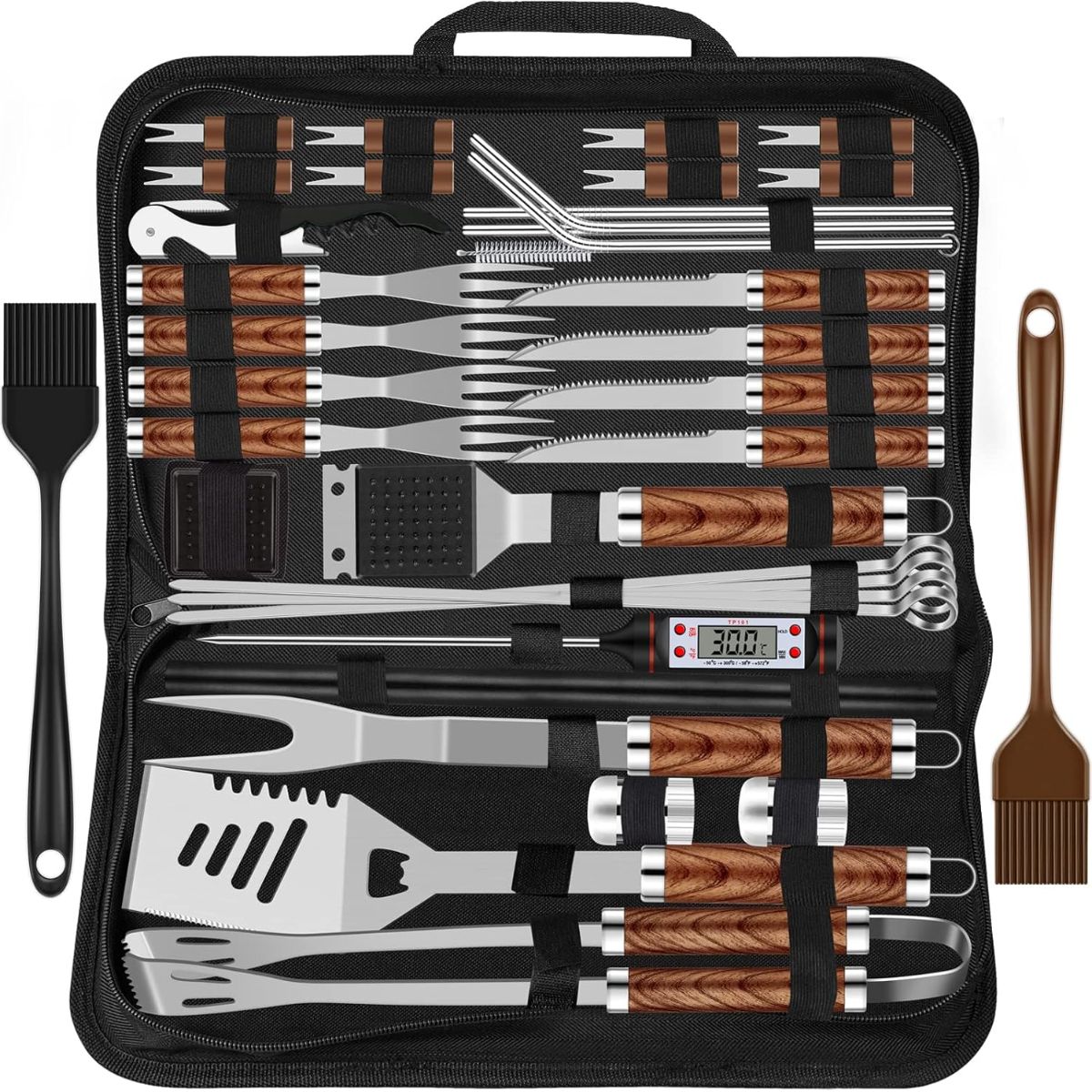 Kit de Churrasco com Cabo de Madeira - A-18