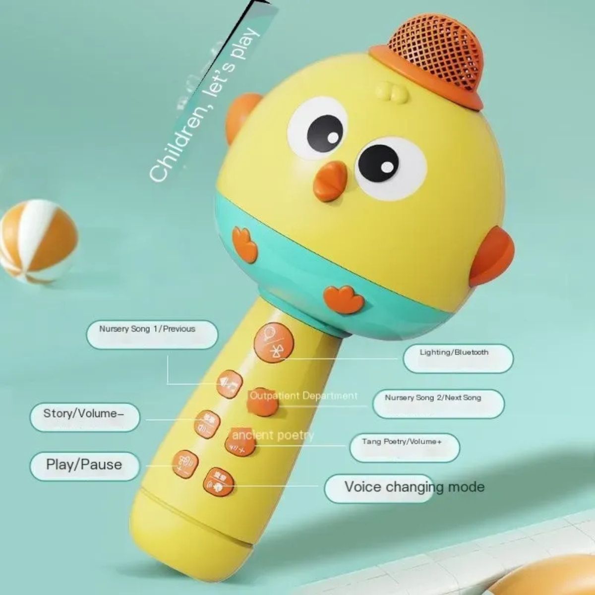 Microfone Infantil Bluetooth Karaokê Recarregável Jitterbug 2024 - A36