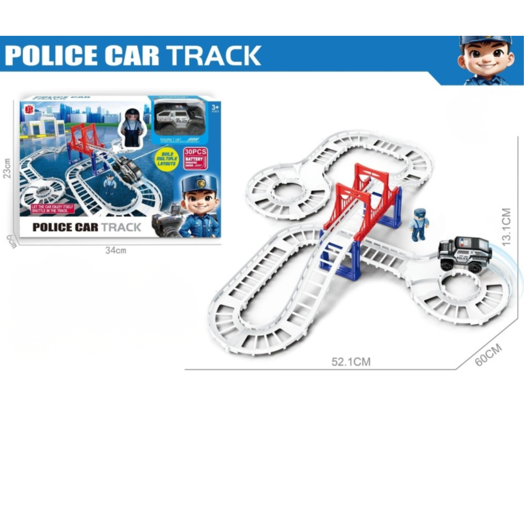 Pista de Polícia 30 Peças com Carrinho e Boneco - A387211