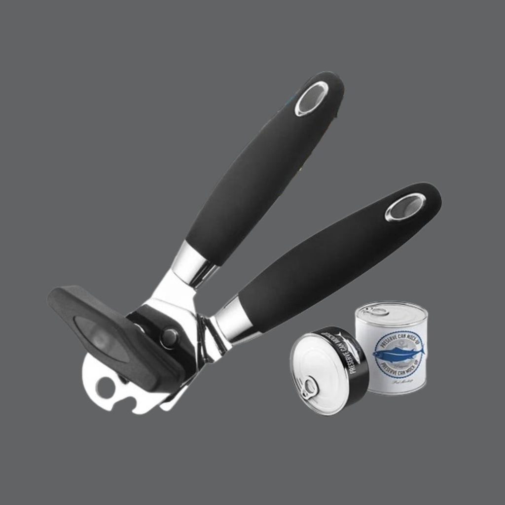 Abridor de Latas com Manivela Profissional de Inox Cabo Preto - IUD00001