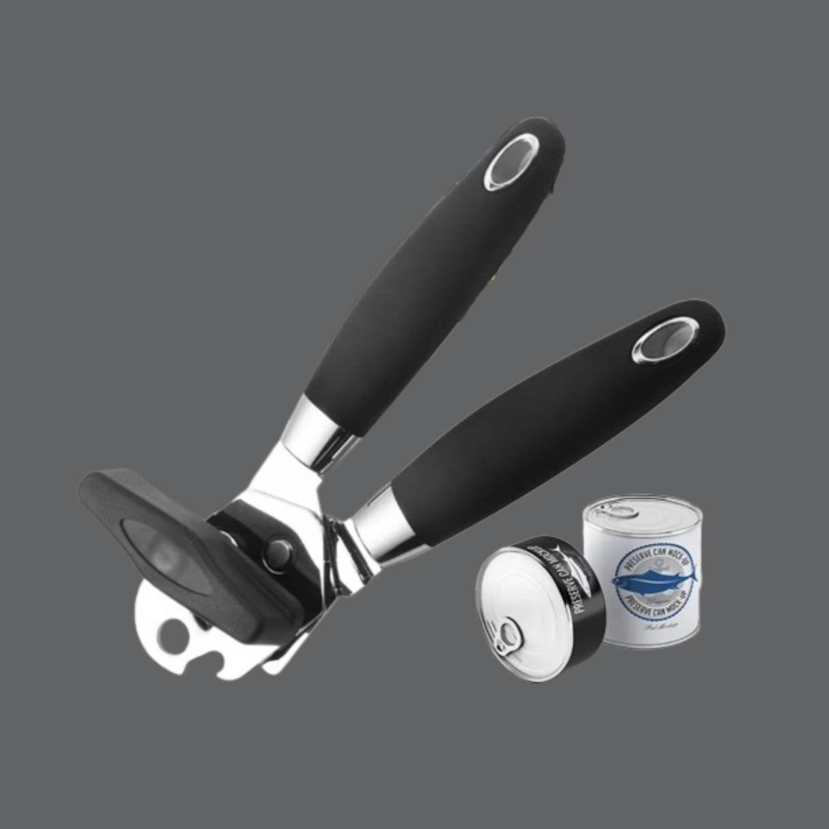 Abridor de Latas com Manivela Profissional de Inox Cabo Preto - IUD00001