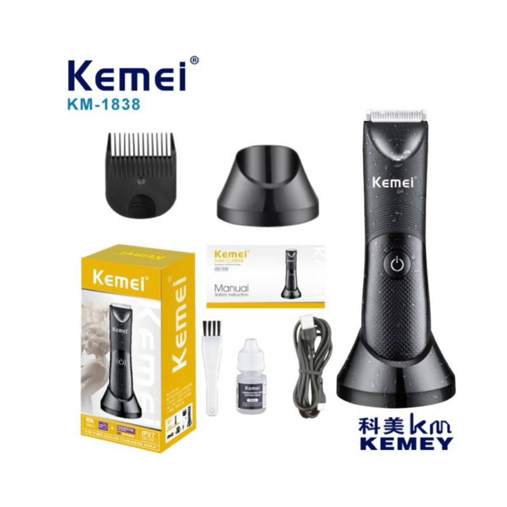 Aparador De Pelo Para Corpo E Rosto Kemei KM-1838 USB Lavável - SMJ-KM-1838