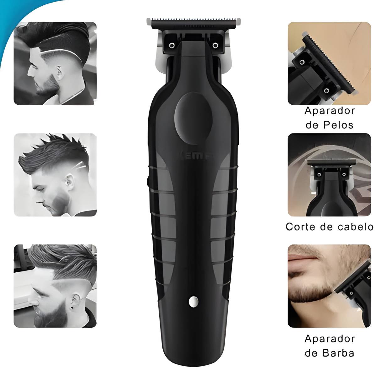 Aparador Elétrico Kemei KM-2299 para Cabelo e Barba Sem Fio