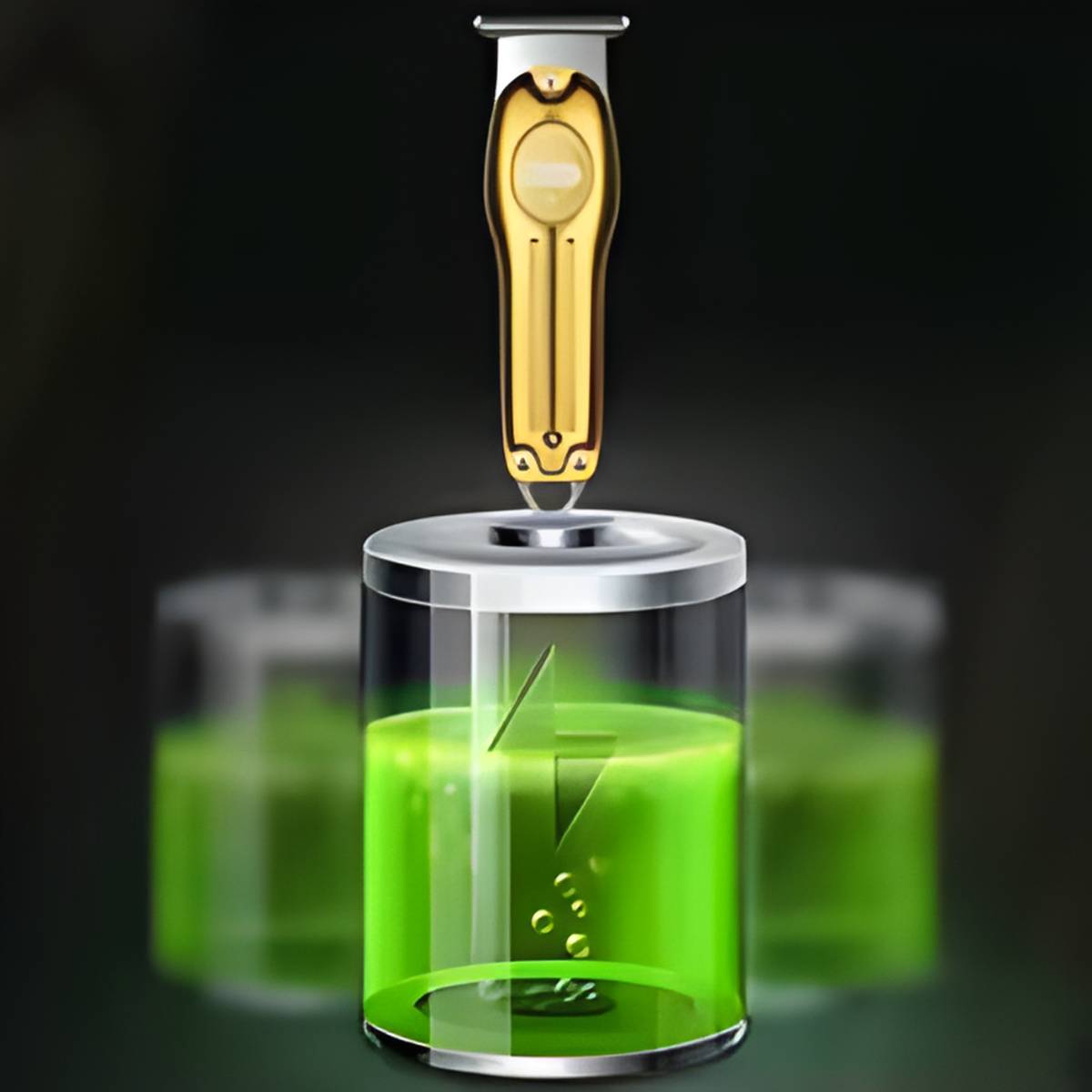 Aparador de Cabelo Elétrico Kemei KM-679 Prata e Ouro USB Luz LCD - KM-679