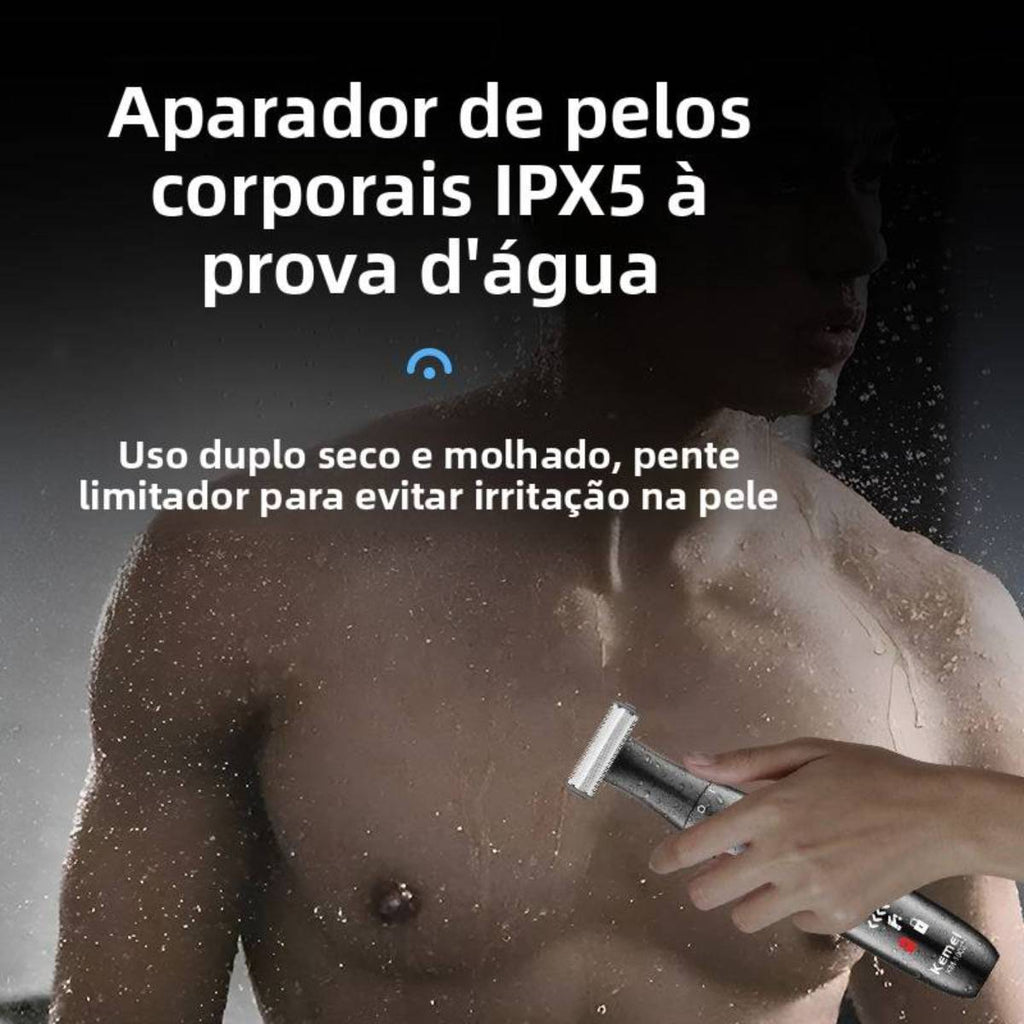 Aparador de Pelos Corporais Kemei KM-1903 Pro IPX5 à Prova d'Água - TMQ-KM-1903