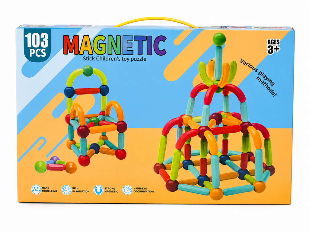 Blocos de Montar Magnéticos Bolas e Bastões Kit 103 peças - UPPER1130