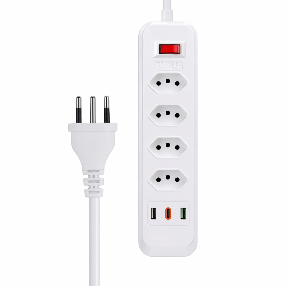 Extensão Elétrica 2m com 4 Tomadas e 2 USB - BZ-F004PD-3