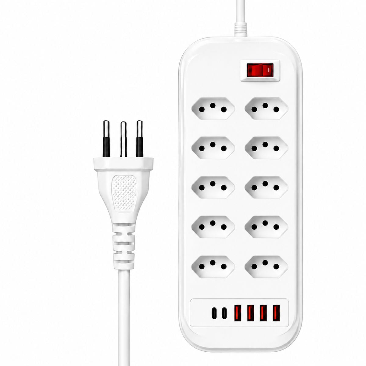 Extensão Elétrica 5 Metros com 10 Tomadas, 4 USB e 2 Tipo-C 10A Bivolt - BZ-F015PD2-5/50PZ
