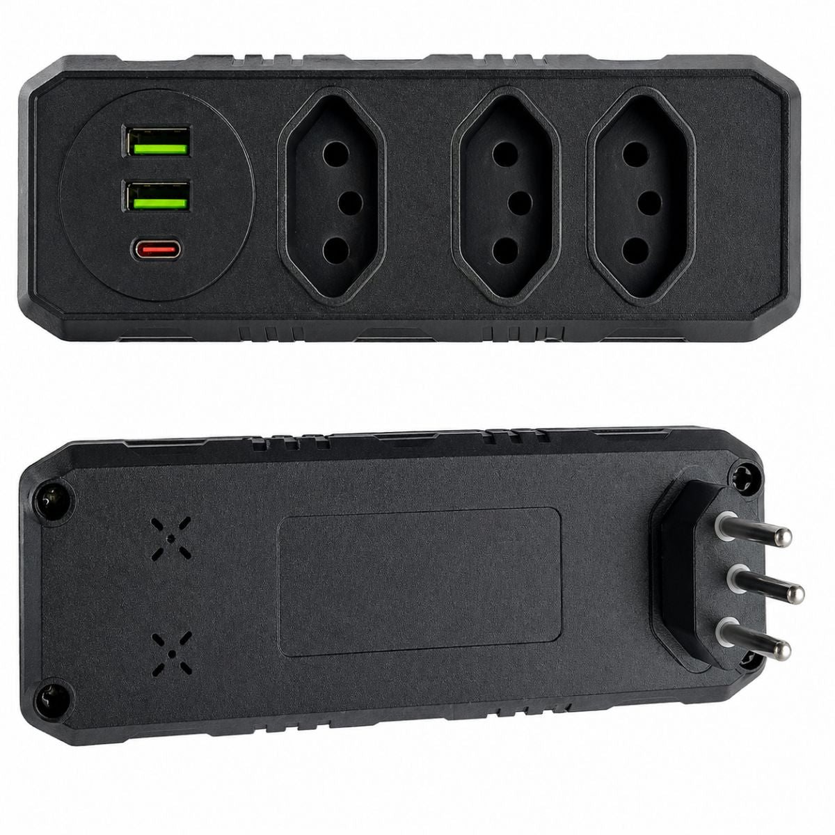 Filtro de Linha Preto com 3 Tomadas e 3 USB - BZ-T101PD-PT