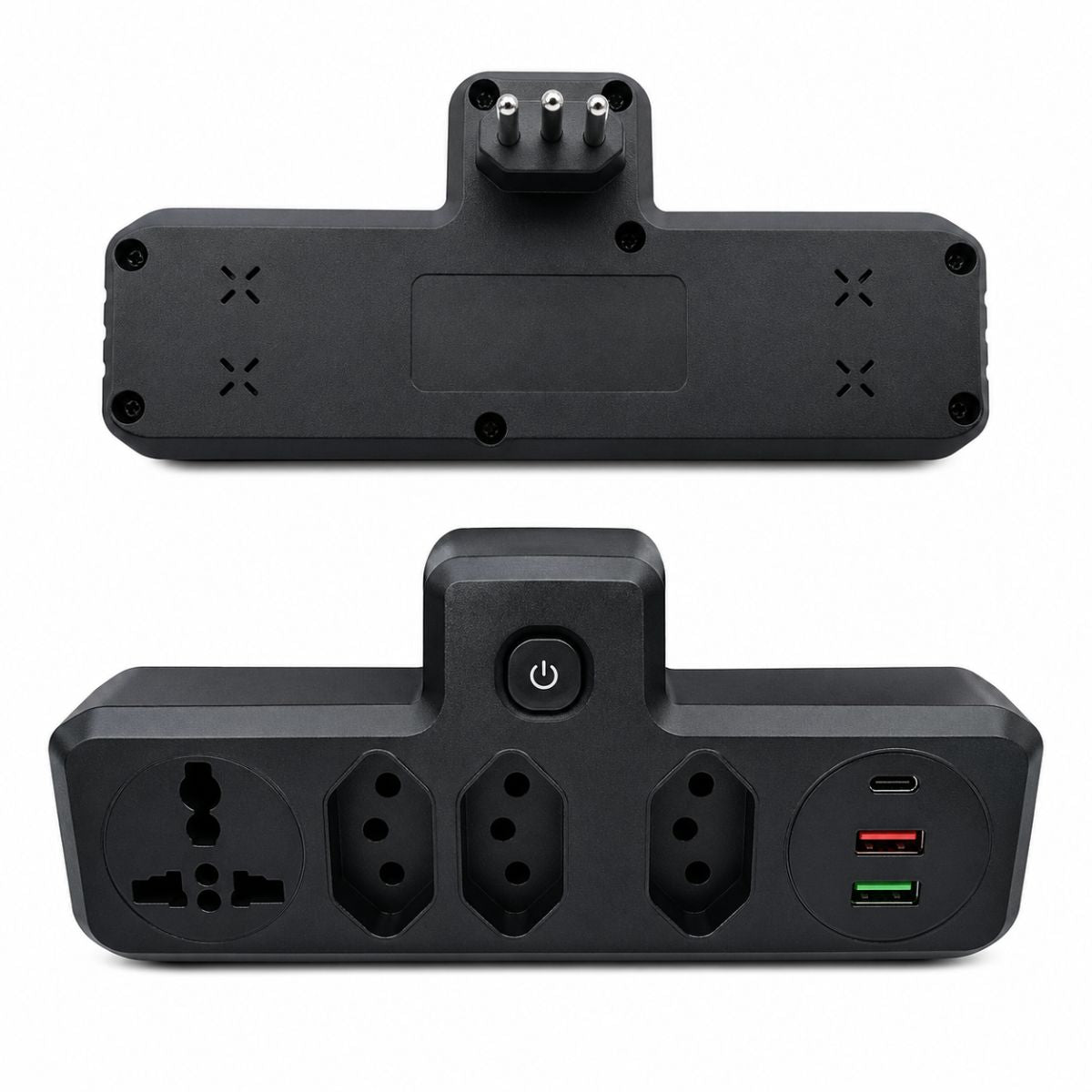 Adaptador Elétrico Multifuncional com USB e USB-C Bivolt- BZ-T103PD-Preto