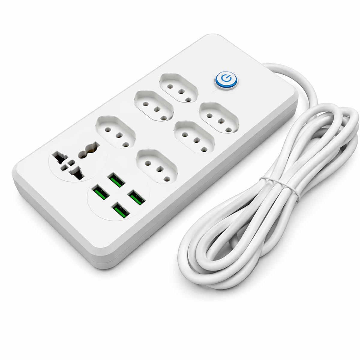 Extensão Elétrica Branca com Tomadas e USB - BZ-W06PD