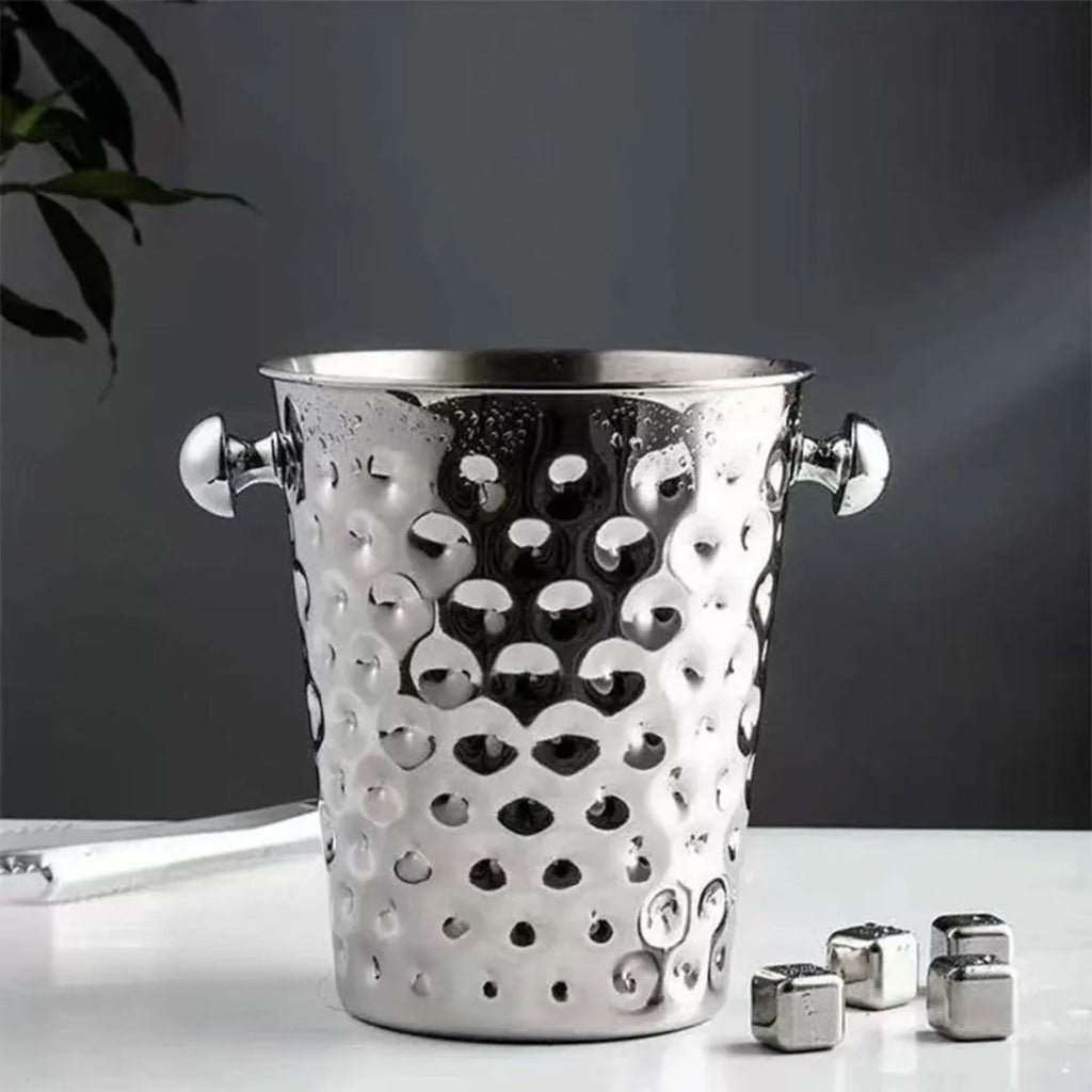 Balde de Gelo Grande em Aço Inox Martelado Premium - XDX-98206