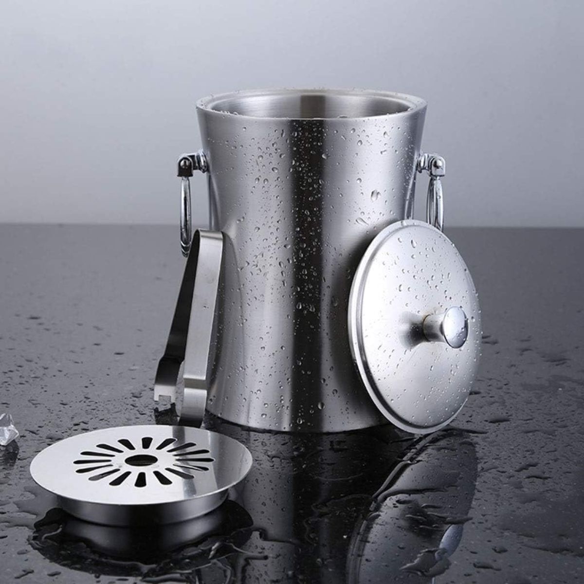 Balde de Gelo em Aço Inox 1 Litro Elegante e Resistente - XDX-56009