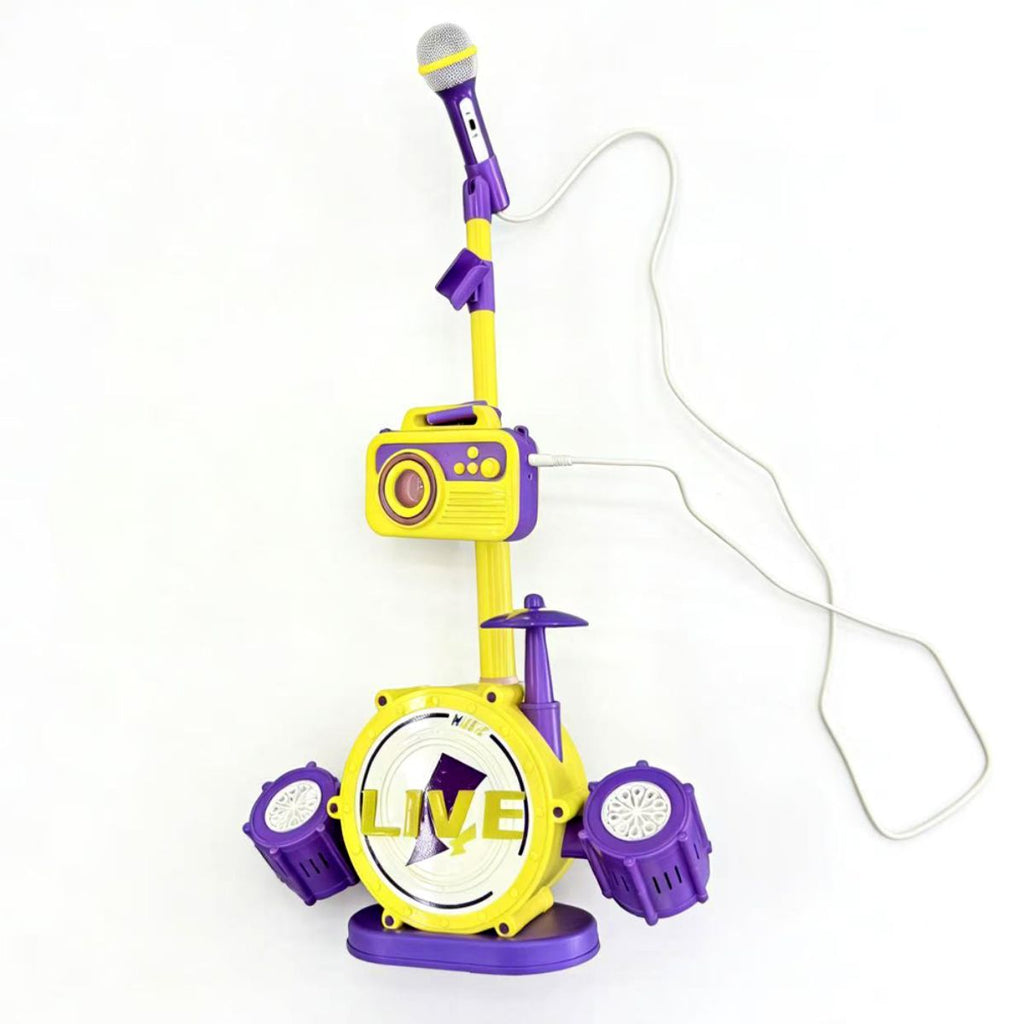 Bateria Infantil com Microfone e Máquina de Bolhas - TW884-12