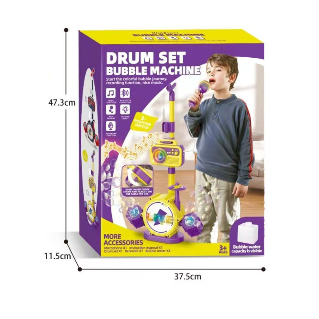 Bateria Infantil com Microfone e Máquina de Bolhas - TW884-12