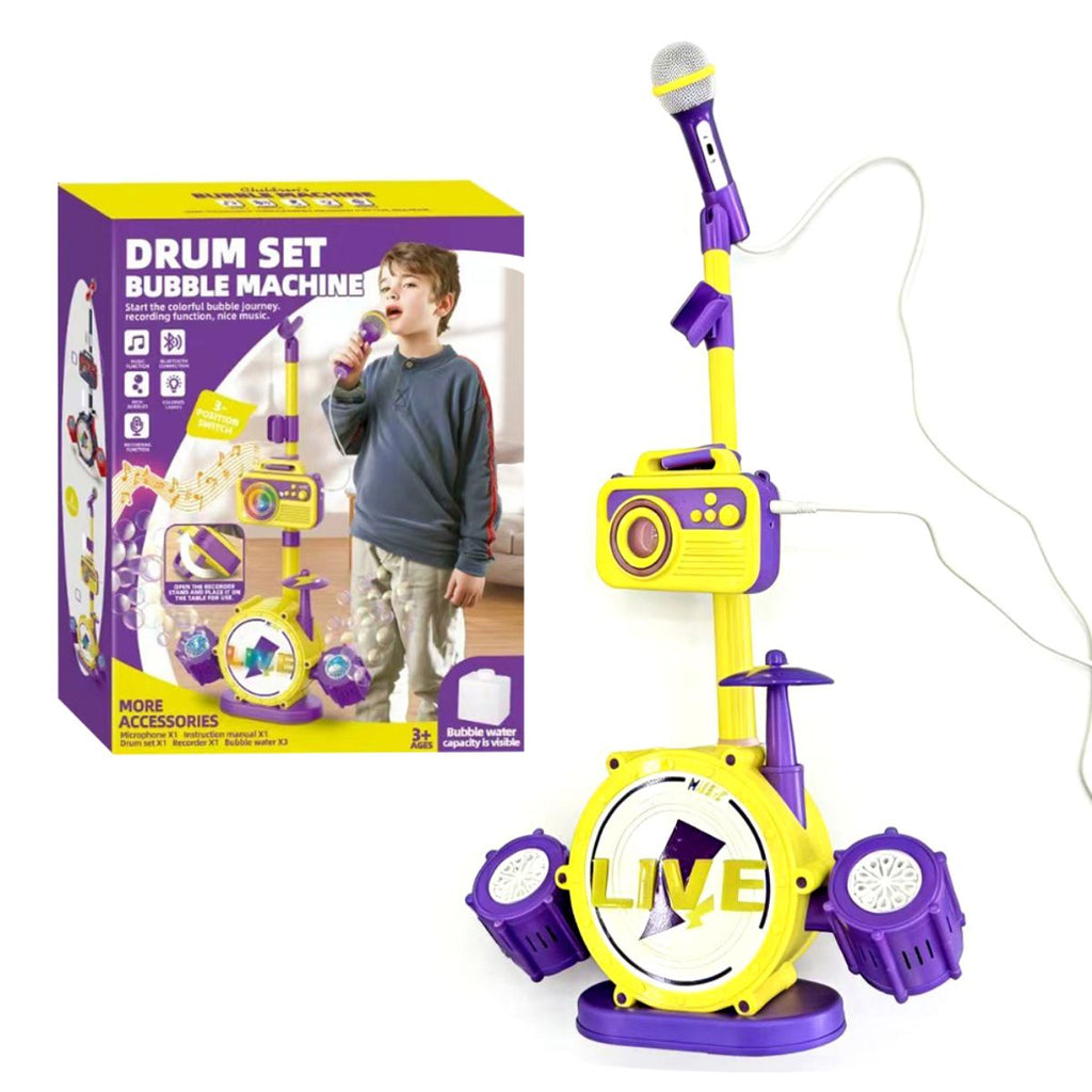 Bateria Infantil com Microfone e Máquina de Bolhas - TW884-12