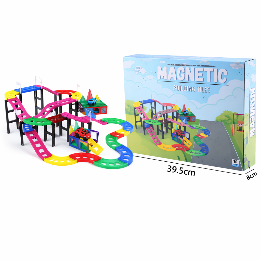 Blocos Magnéticos Pista com Carrinhos – Brinquedo Educativo de Montar - UPPER1127-1