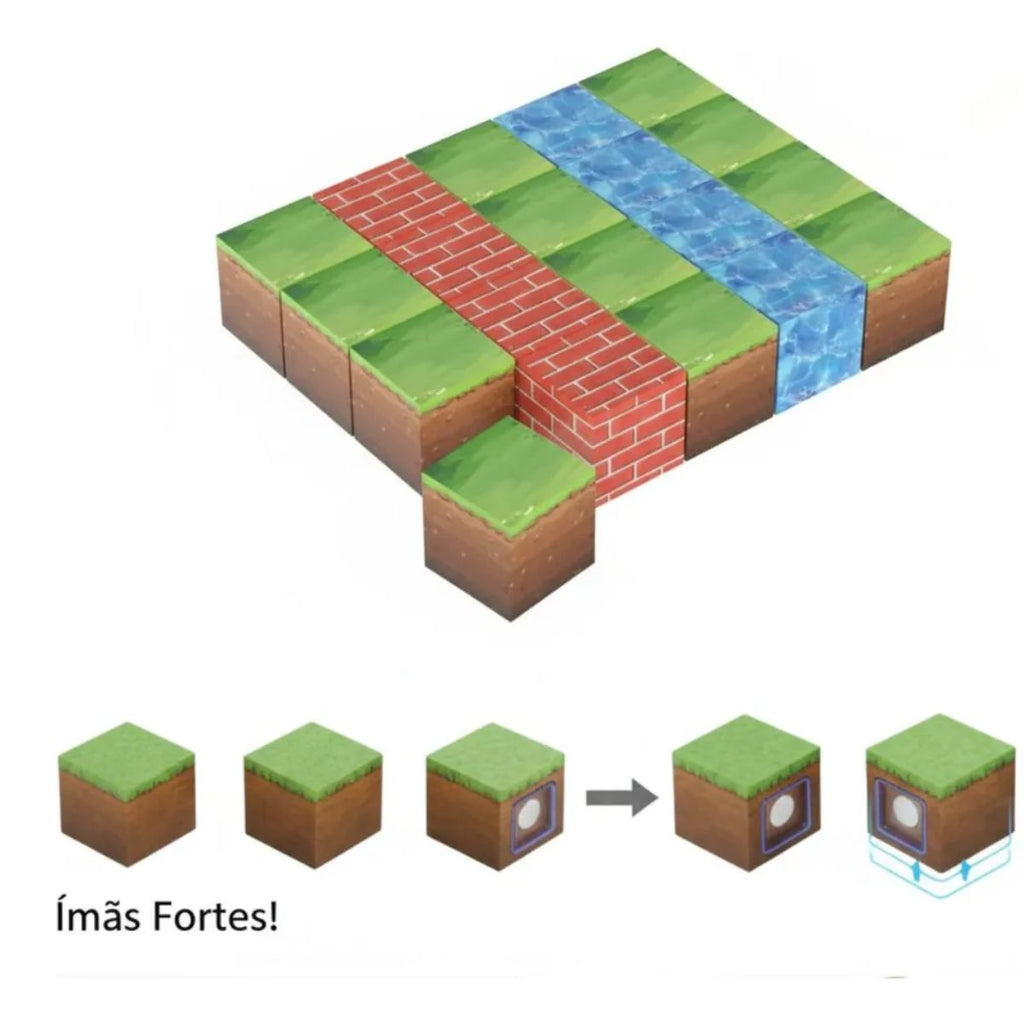 Blocos Magnéticos Minecraft 20 Peças Criativos Infantil- TW883-020