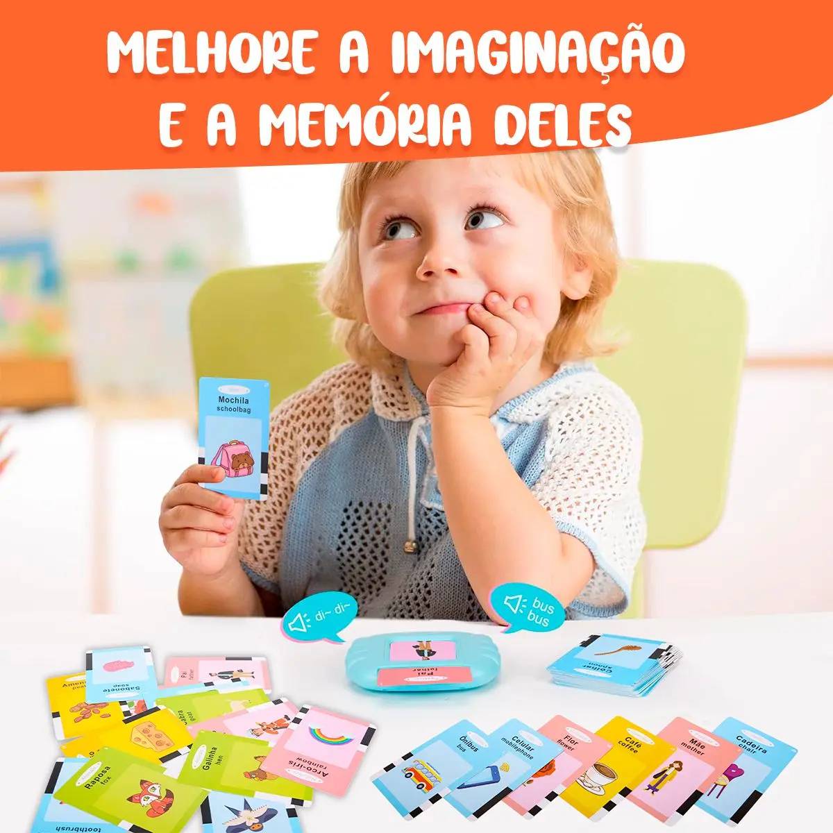 Brinquedo Alfabetização Cardkids 224 Inglês e Português - EM-1112A