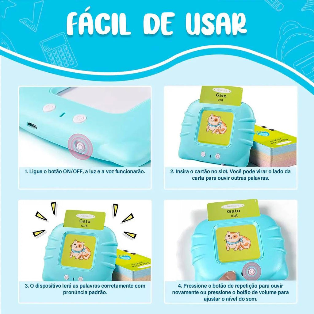 Brinquedo Alfabetização Cardkids 224 Inglês e Português - EM-1112A