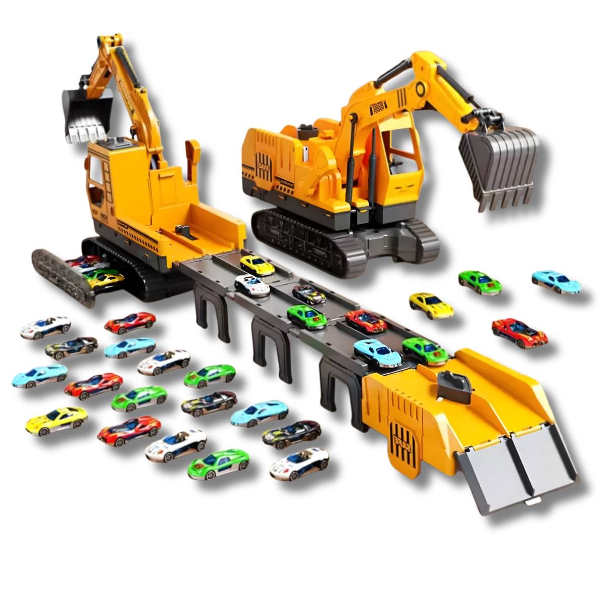 Brinquedo Escavadeira Articulada Pista Lança Carrinhos - TW880-3