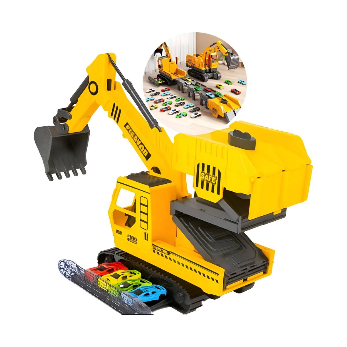 Brinquedo Escavadeira Articulada Pista Lança Carrinhos | XDX CHIC