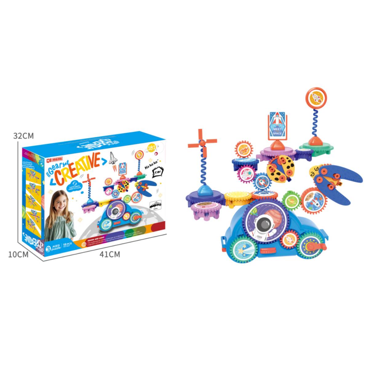 Brinquedo Montagem Com 20 Engrenagens Carro Elétrico Grande - JXT-88905