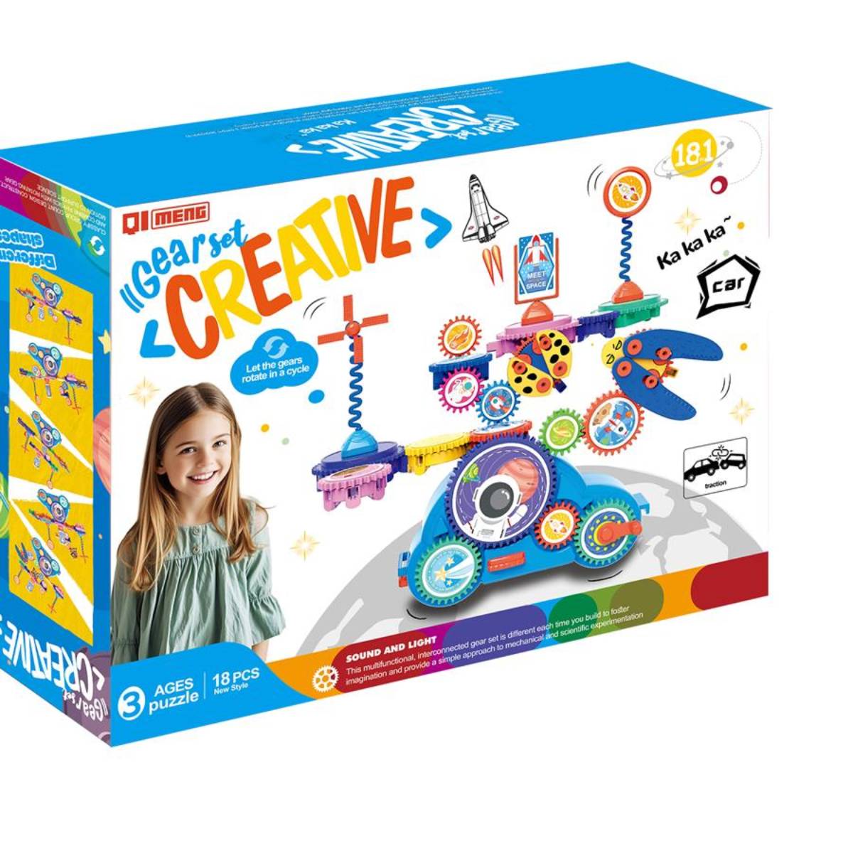 Brinquedo Montagem Com 20 Engrenagens Carro Elétrico Grande - JXT-88905