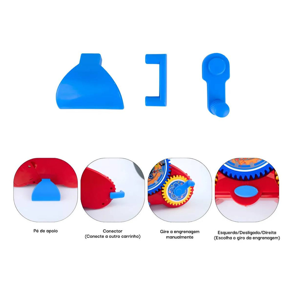 Brinquedo Montagem Com Engrenagens Carro Elétrico Pequeno Vermelho - JXT-88904