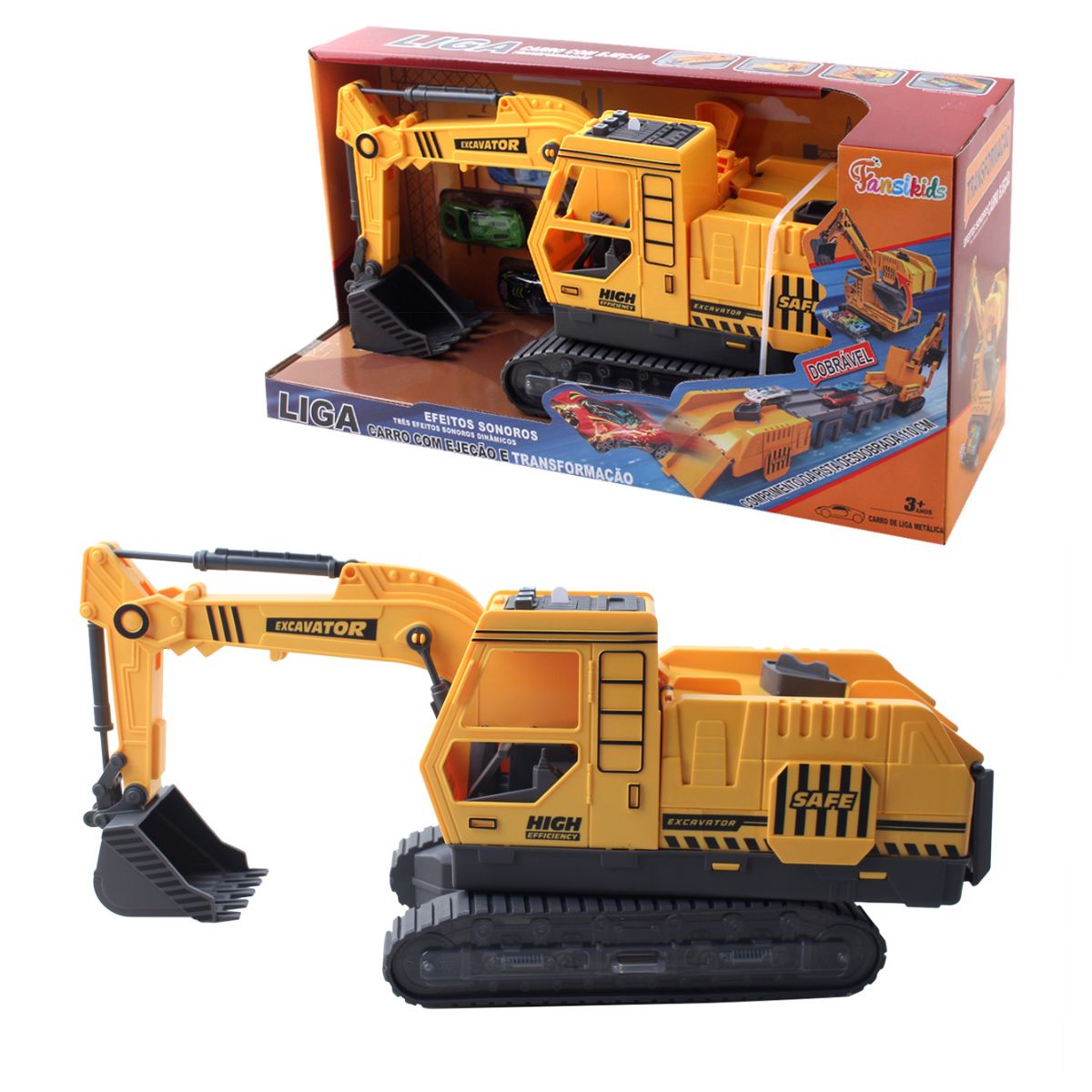 Brinquedo Escavadeira Articulada Pista Lança Carrinhos - TW880-3