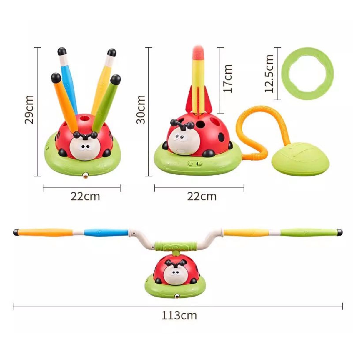 Brinquedo Infantil Educativo Joaninha 3 Em 1 Jogo Acerta Argola  - TW884-1