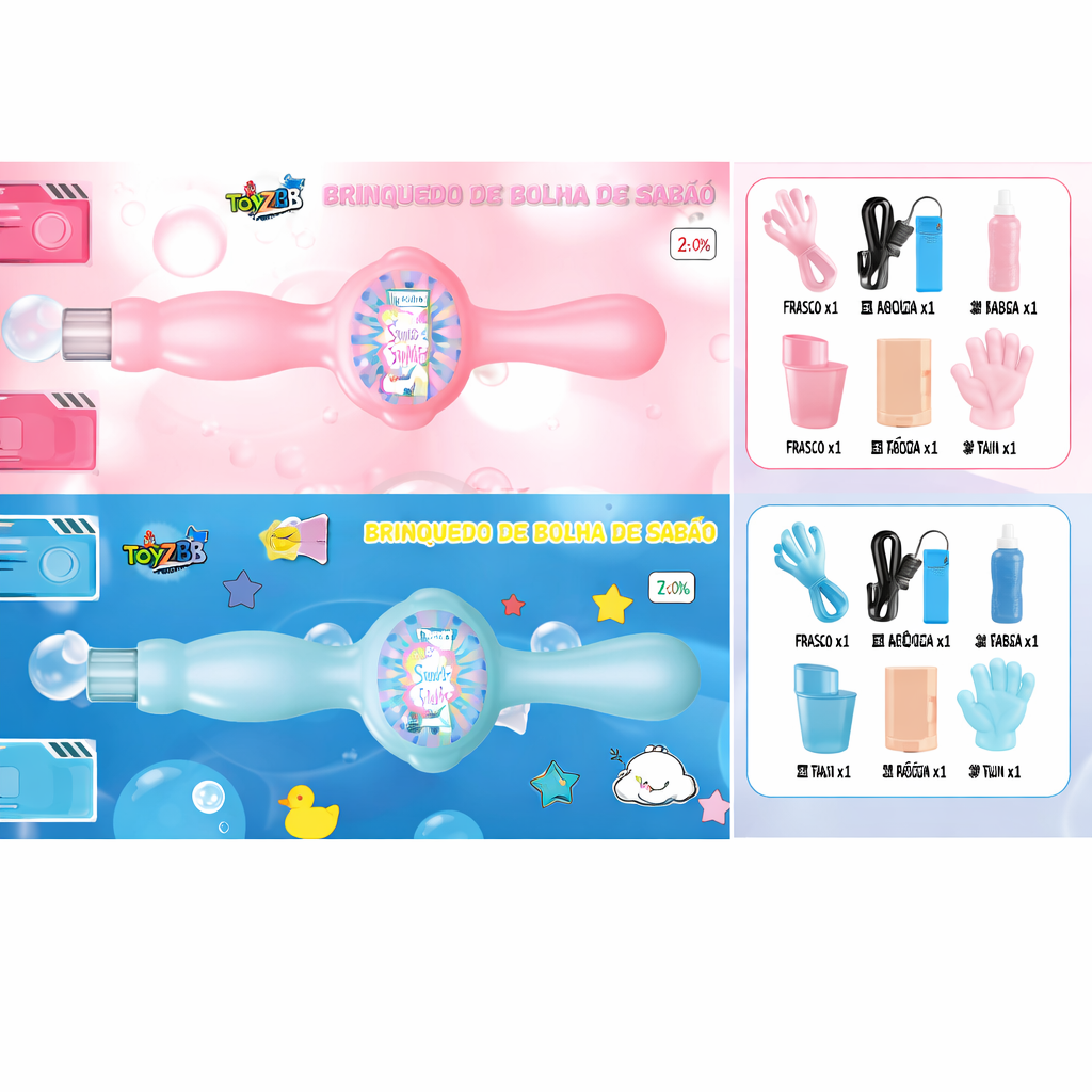 Brinquedo de Bolha de Sabão Infantil com Efeito Fumaça - Rosa e Azul - B101304