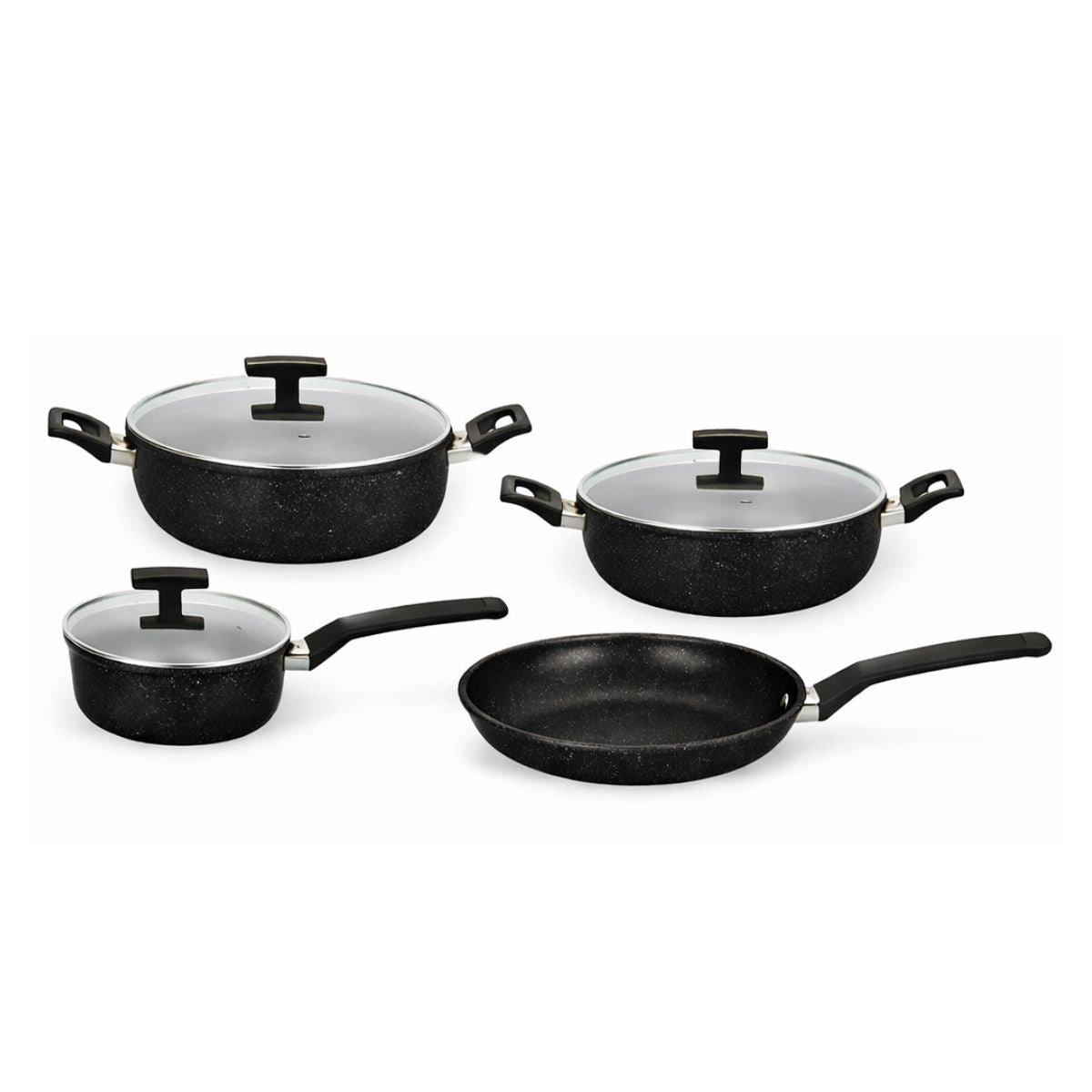 Conjunto de Panelas Antiaderentes 7 Peças com Tampa de Vidro - CPN0013