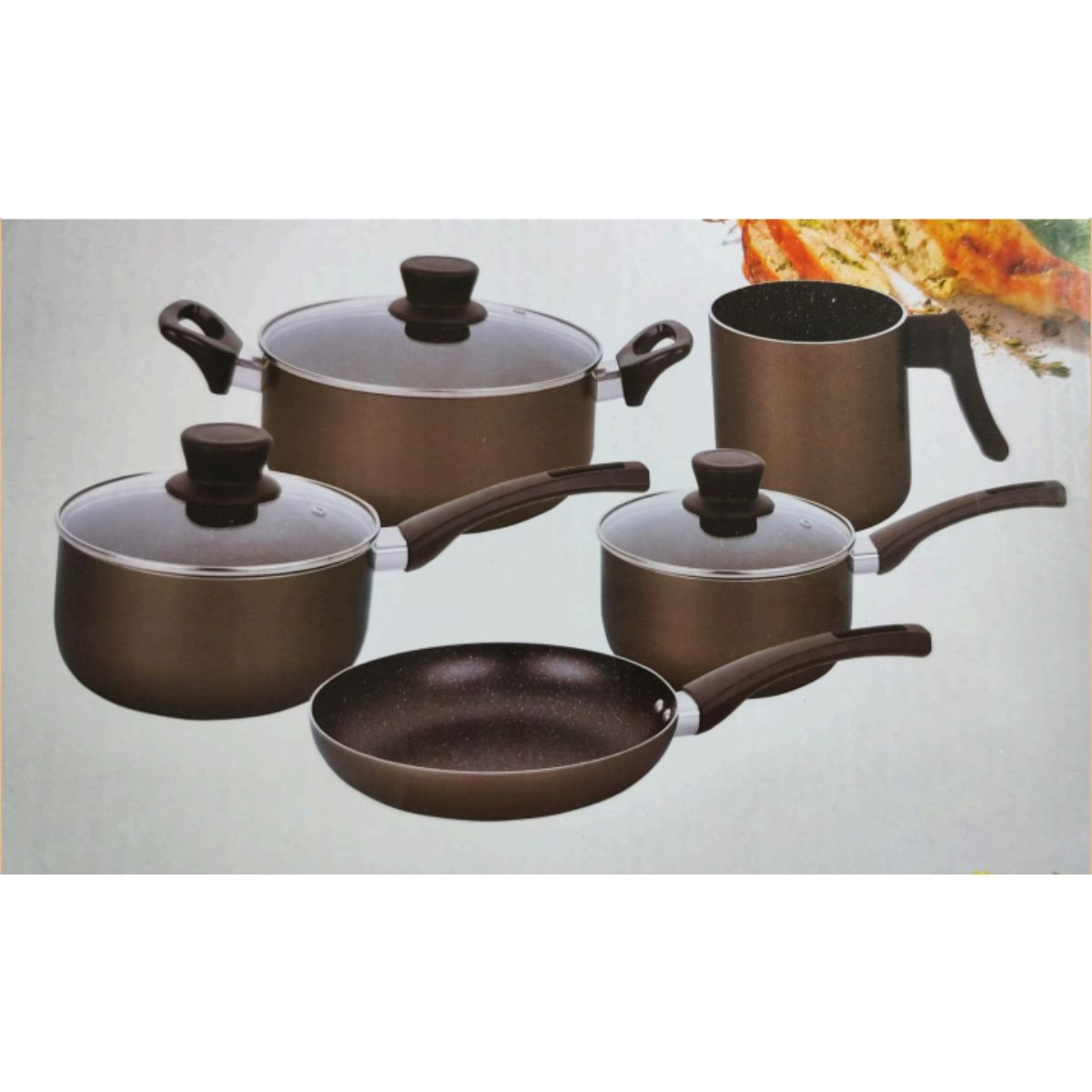 Jogo de Panelas Antiaderente Teflon 8 Peças com Tampas de Vidro Temperado - CPN0017