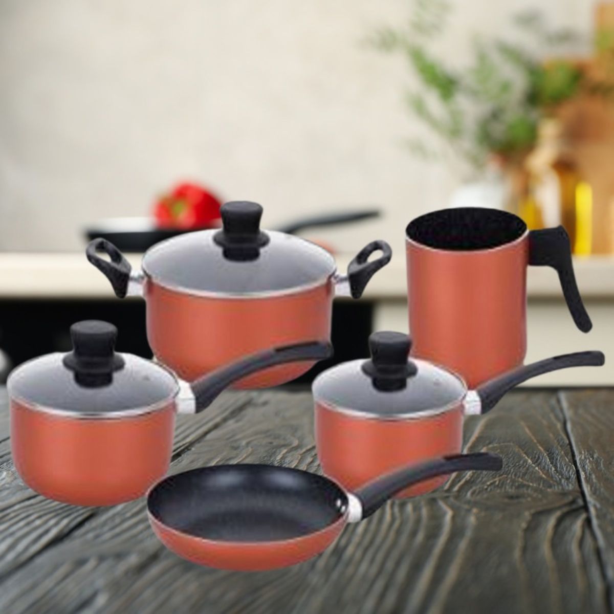 Jogo de Panelas Antiaderente Teflon 8 Peças com Tampas de Vidro Temperado - CPN0017