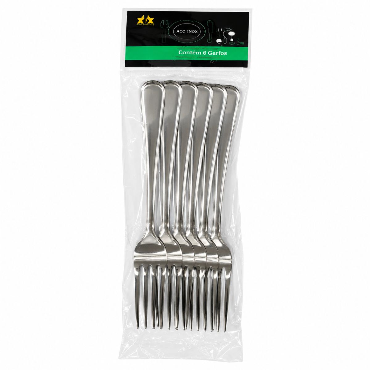 Kit 6 Garfos de Inox Prata - CTI0015